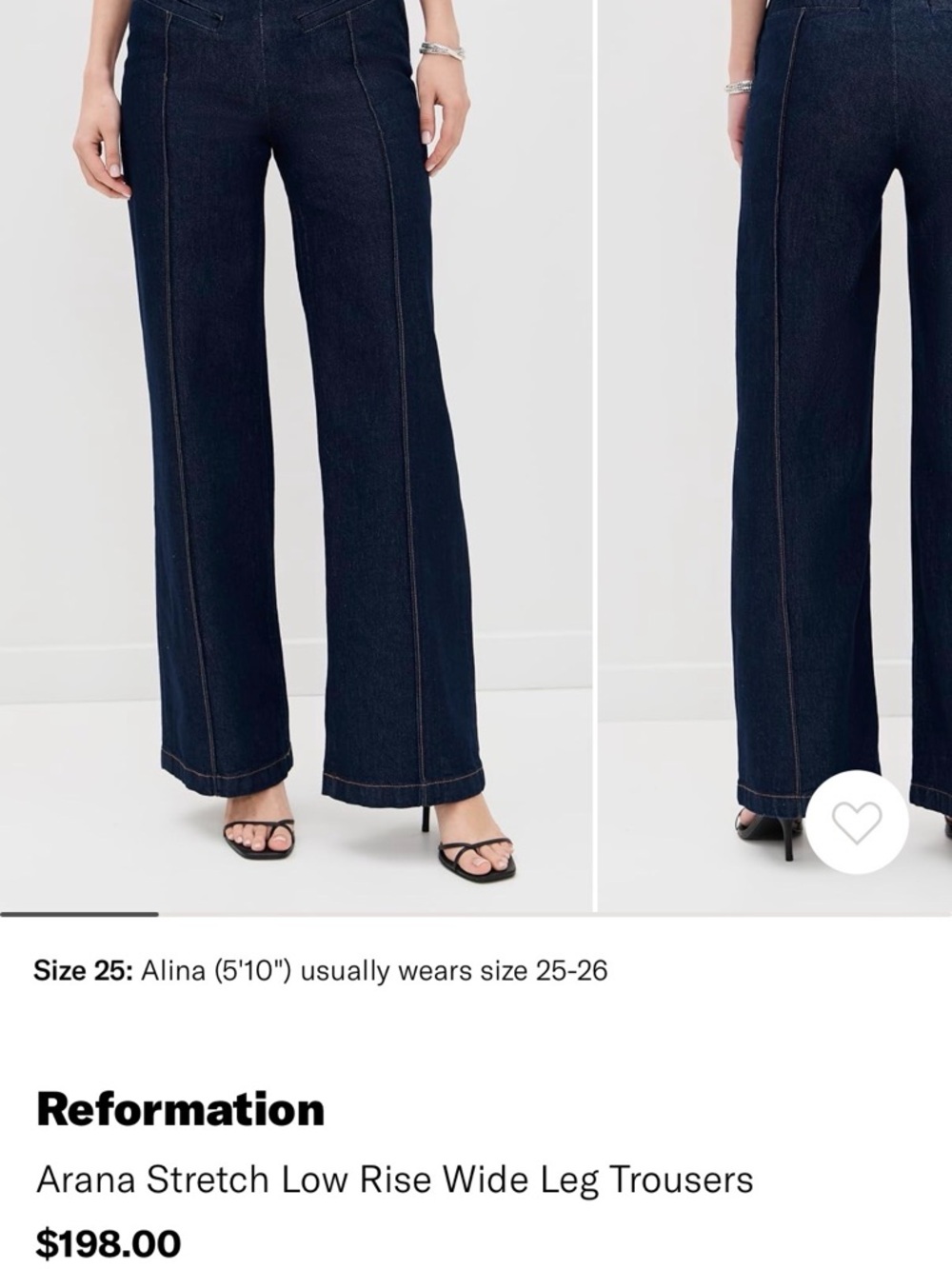 Reformation Arana Stretch Low-Rise Wide-Leg Jeans in Dark Indigo